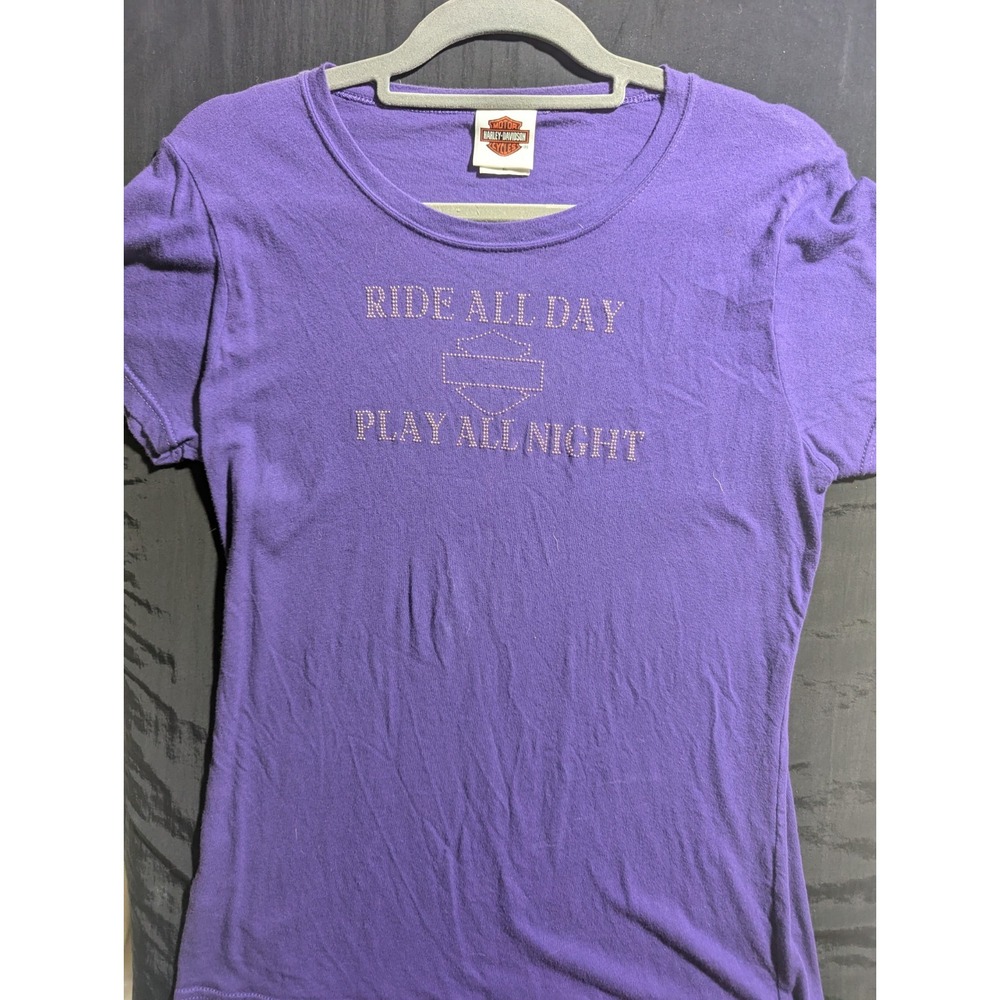 Harley-Davidson Women's Rhinestone Purple T-Shirt XL